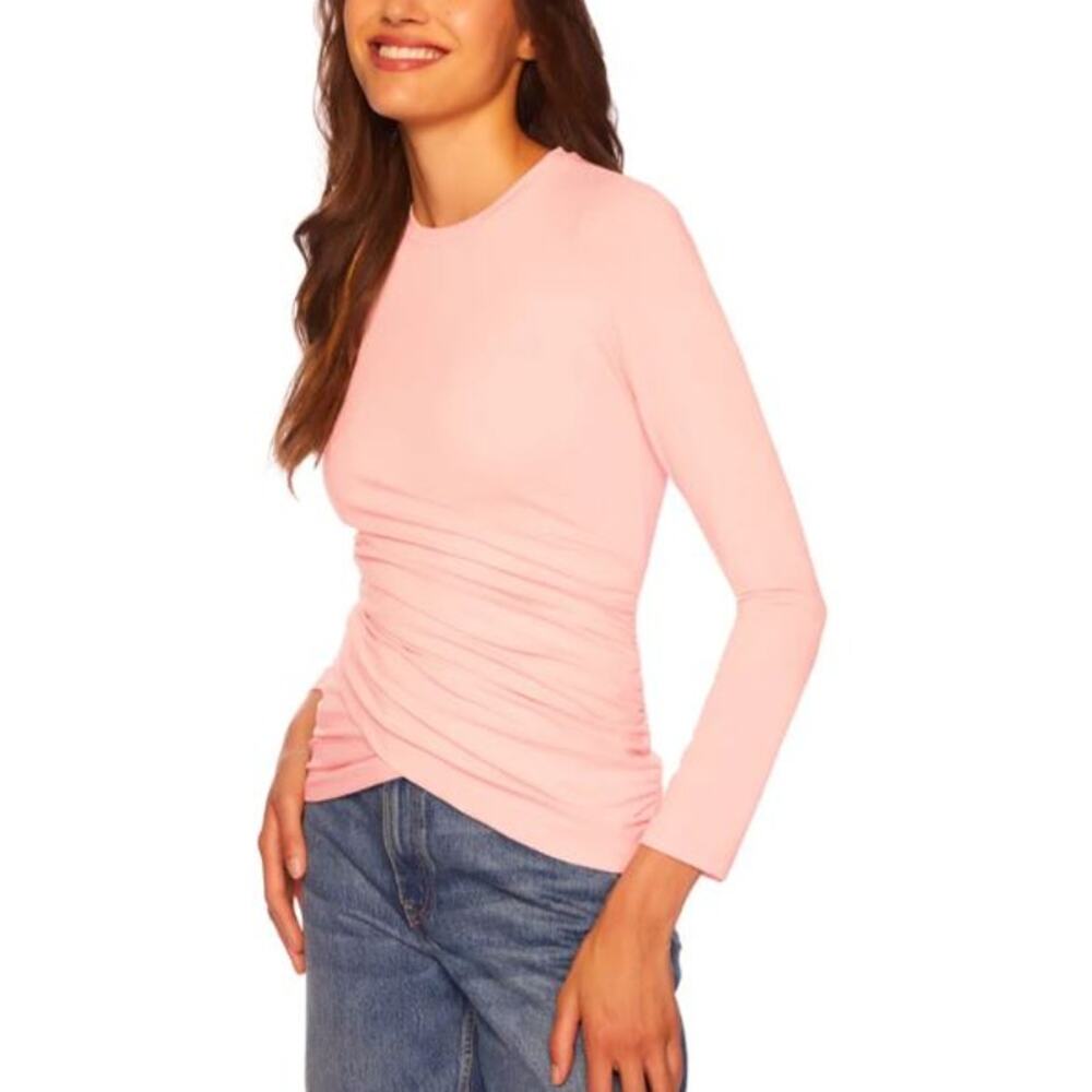 Susana Monaco Faux Wrap Long Sleeve Top - Candy Pink NWT Size XS